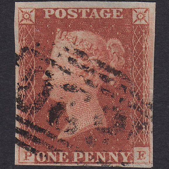 GB QV 1841 1d Red-brown (Plate 68) SG8-B1(1) PE GU 4 Margins Plymouth 620