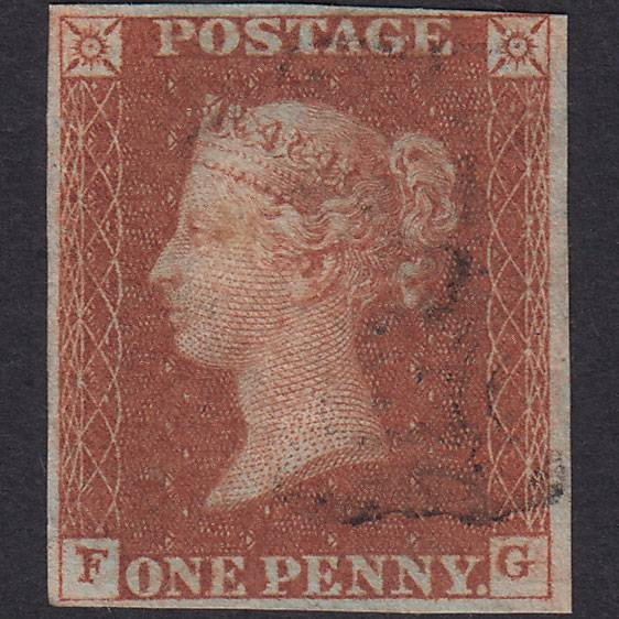 GB QV 1841 1d Red-brown (Plate 30) SG8-B1(1) FG FU 4 Margins Light Cancel