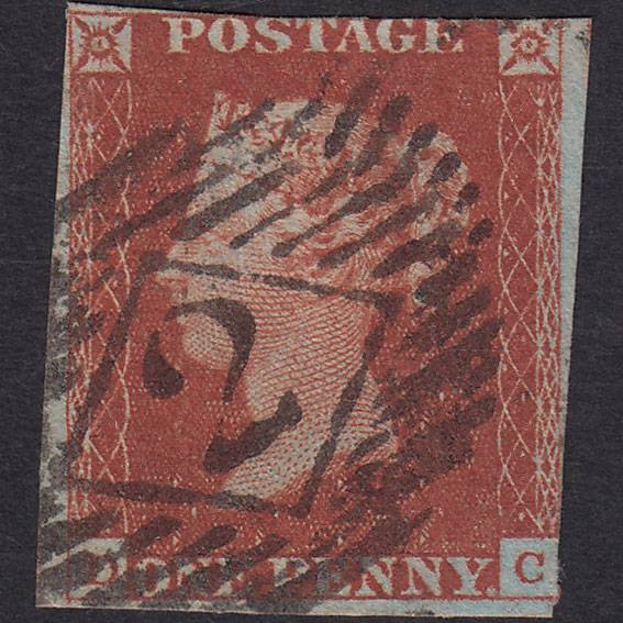 GB QV 1841 1d Red-brown (Plate 57) SG8-B1(1) DC GU London IS 2