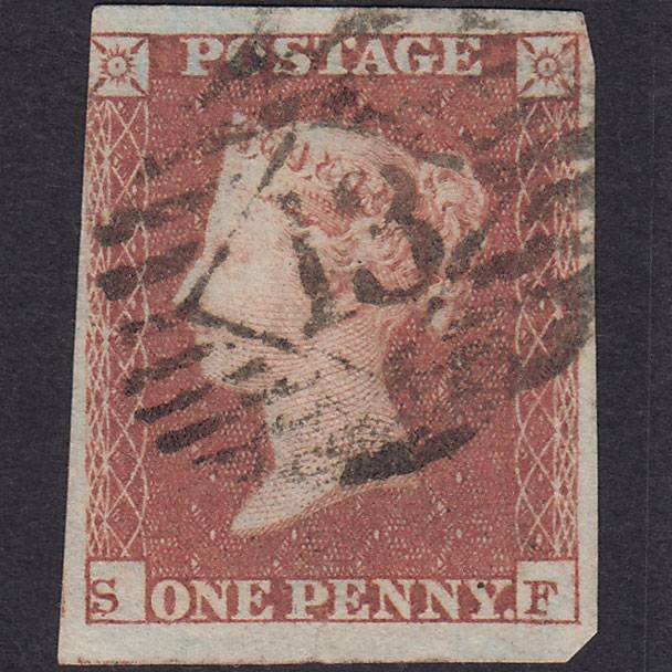GB QV 1841 1d Red-brown (Plate 89) SG8-B1(1) SF GU 3 Margins London IS 13