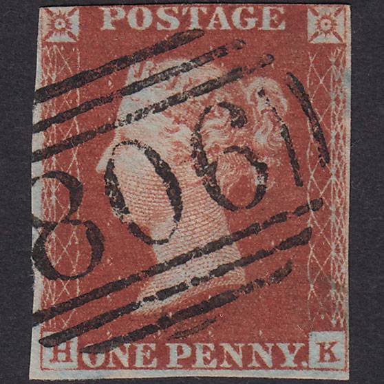 GB QV 1841 1d Deep Red-brown Pl 62 SG10-B1(4) GK FU 3m Torrington 806