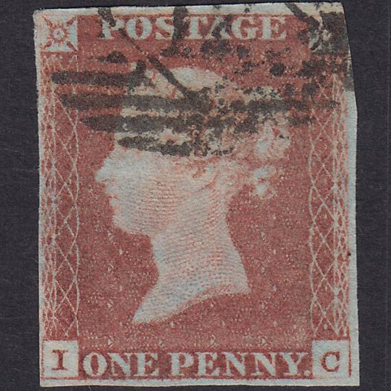 GB QV 1841 1d Red-brown Pl 78 SG8-B1(1) IC FU nr 4 Margins London IS 12