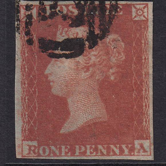 1841 1d Red-Brown Plate 167 SG8-B2(1) RA FU 4 Margins Light Cancel