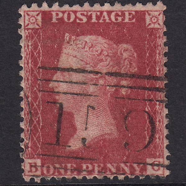 GB QV 1857 1d Deep Rose-Red Plate 55 SG41-C10(4) BG FU Glasgow 159
