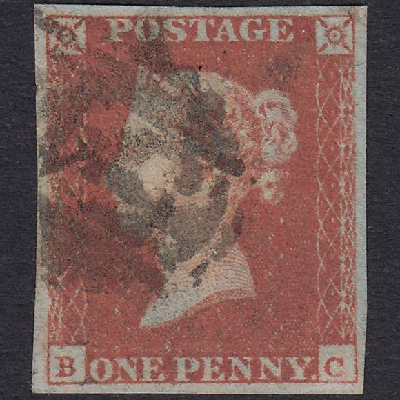 GB QV 1841 1d Red-Brown Plate 98 SG8-B1(1) BC GU 4 Margins