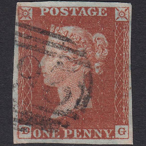 GB QV 1841 1d Red-Brown Plate 39 SG8-B1(1) DG FU 4 Margins
