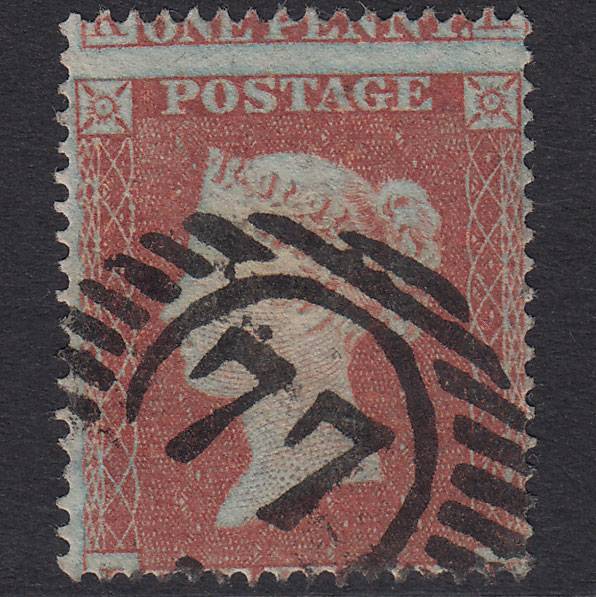 GB QV 1854 1d Red-Brown Plate 179 SG17-C1(1) LK GU 77 Large Misperf