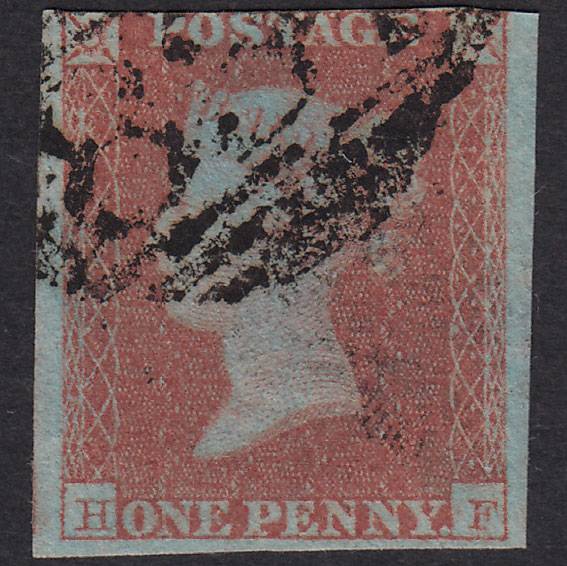 GB QV 1841 1d Very Blued Plate 119 SG8A-B1(2) HF GU 3 Margins