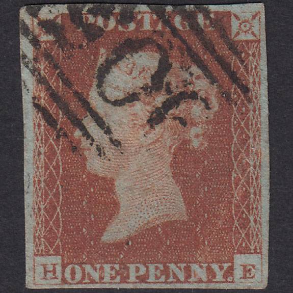 GB QV 1841 1d Red-Brown Plate 65 SG8-B1(1) HE GU 4M Wolverhampton 905