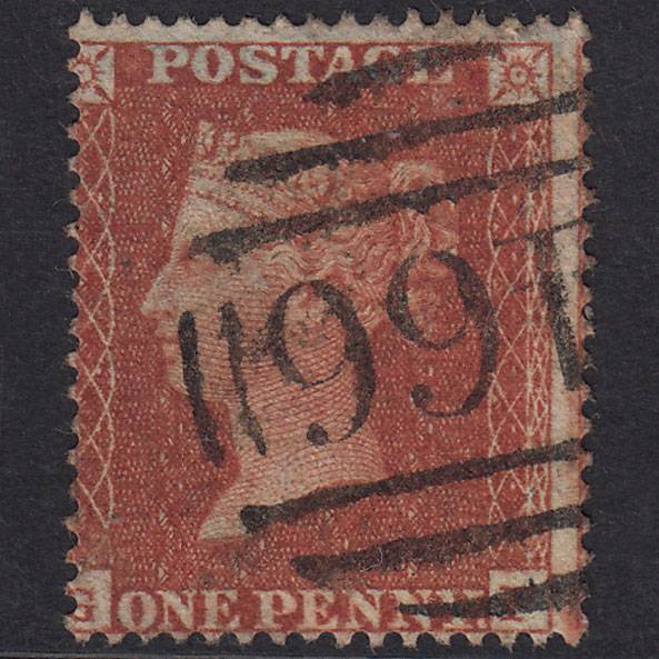 GB QV 1855 1d Red-Brown Plate 2 SG21-C4(1) GF FU Liverpool 466 Spoon