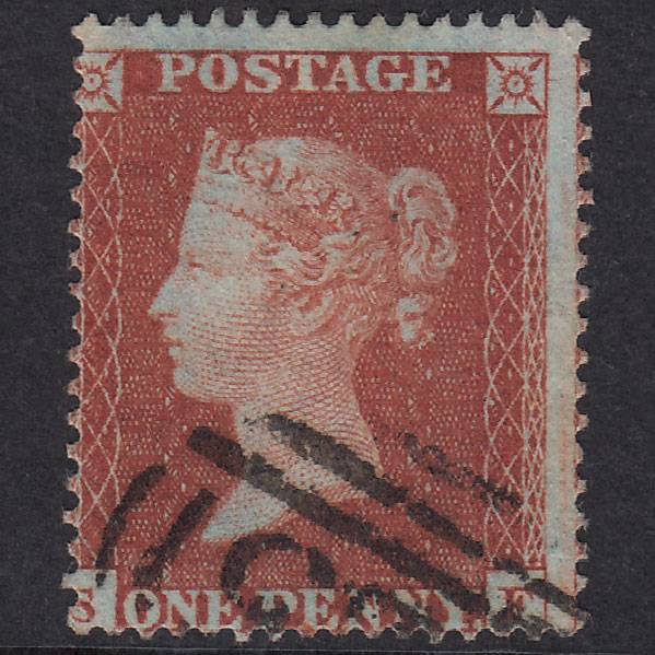 GB QV 1854 1d Red-Brown Plate R6 SG17-C1(1) SF FU Light Cancel