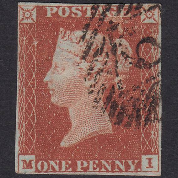 GB QV 1841 1d Red-Brown Plate 65 SG8-B1(1) MI GU 4M London IS Cancel