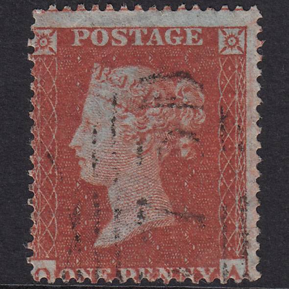GB QV 1854 1d Red-Brown SG17-C1(1) ?A FU Light Cancel