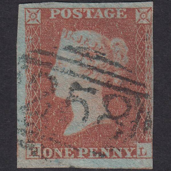 GB QV 1841 1d Red-Brown SG8-B1(1) HL GU Nr 4 Margins Blue-Black Dover 258