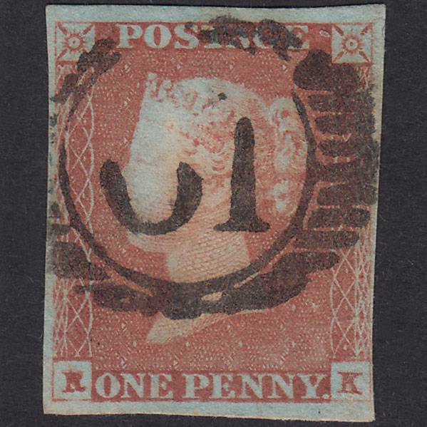 GB QV 1841 1d Red-Brown Plate 79 SG8-B1(1) RK FU 4M London D&S Cancel