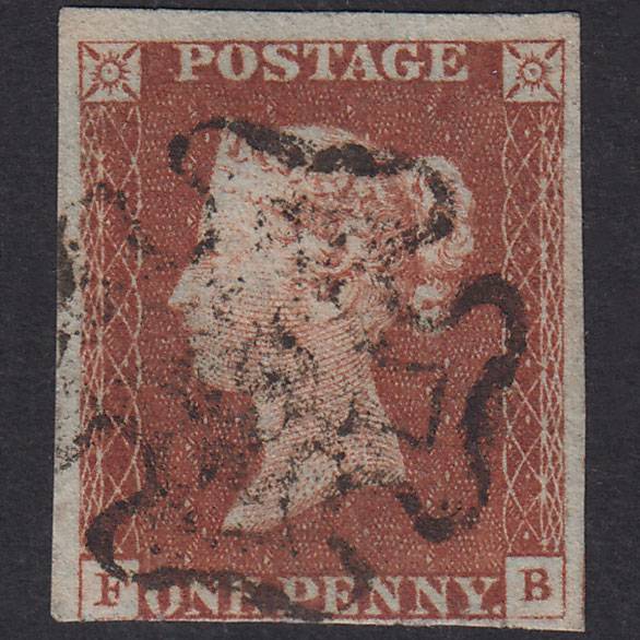 GB QV 1841 1d Red-Brown Plate 36 SG8-B1(1) FB FU Nr 4 Margins MX