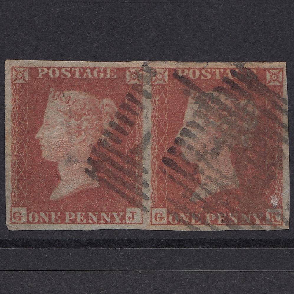 GB QV 1841 1d Red-Brown Plate 157 SG8-B2(1) GJ-GK GU 4 Margins