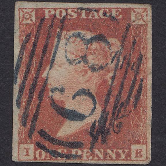 GB QV 1841 1d Red-Brown Plate 87 SG8-B1(1) IE GU 4M Blue Bewdley 68