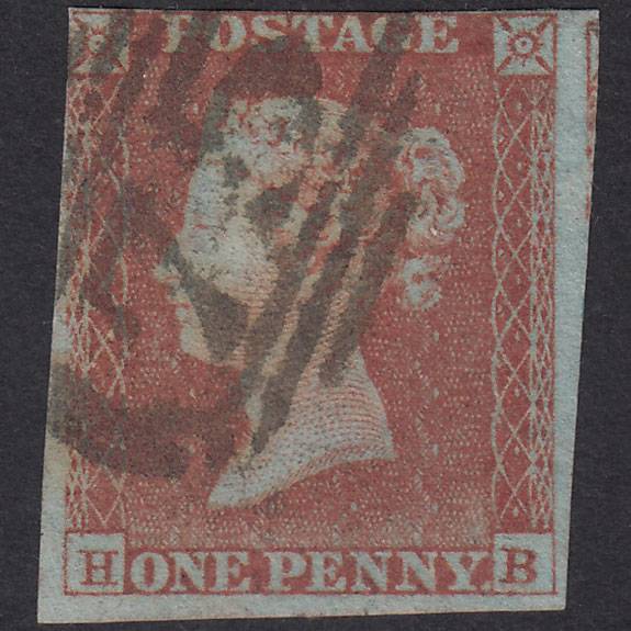 1841 1d Pale Red-Brown Plate 168 SG9-B2(3) HB GU Birmingham 75