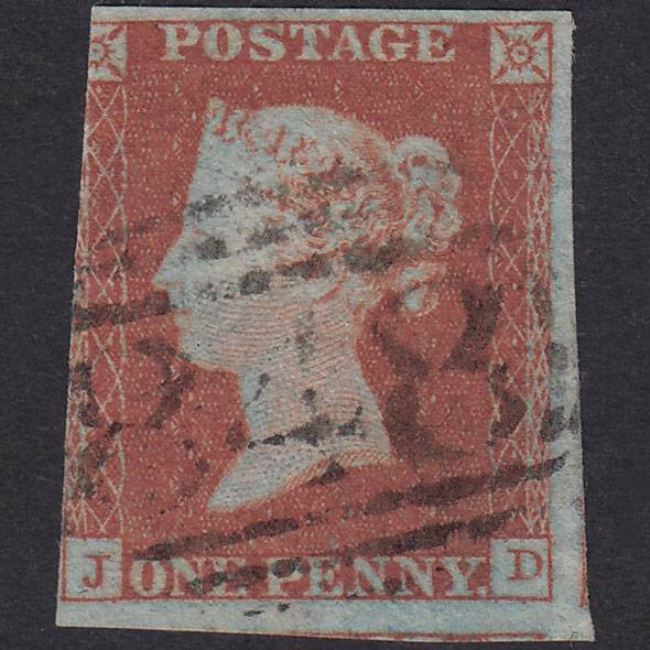 GB QV 1841 1d Red-Brown Plate 105 SG8-B1(1) JD GU Warwick 848