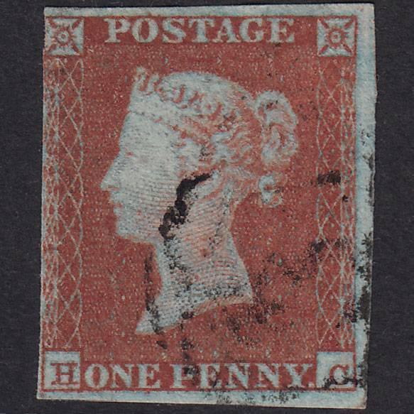 GB QV 1841 1d Red-Brown Plate 104 SG8-B1(1) HC FU Nr 4M Light Cancel