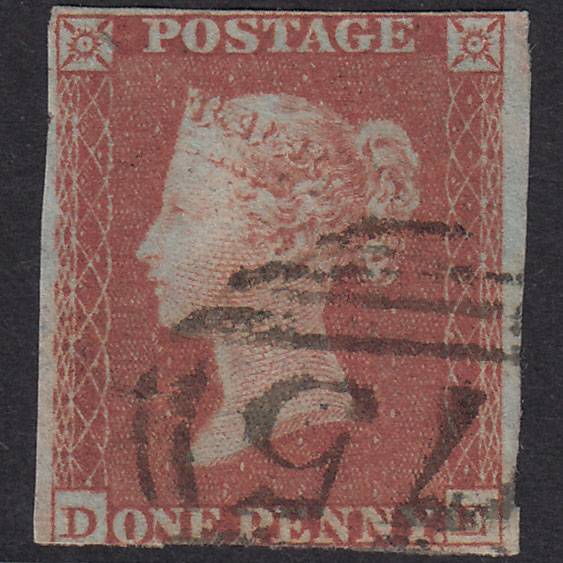 GB QV 1841 1d Red-Brown Plate 164 SG8-B2(1) DE GU Birmingham 75