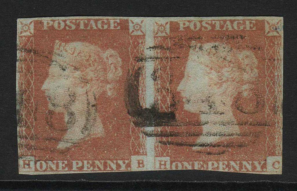 GB QV 1841 1d Red-brown Pl 80 SG8-B1(1) HB-HC GU Bruntless 348 Rare Pmk!