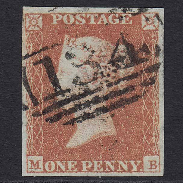 GB QV 1841 1d Red-brown (Plate 99) (SG8) 'MB' FU Bristol (134) 4M Imperf