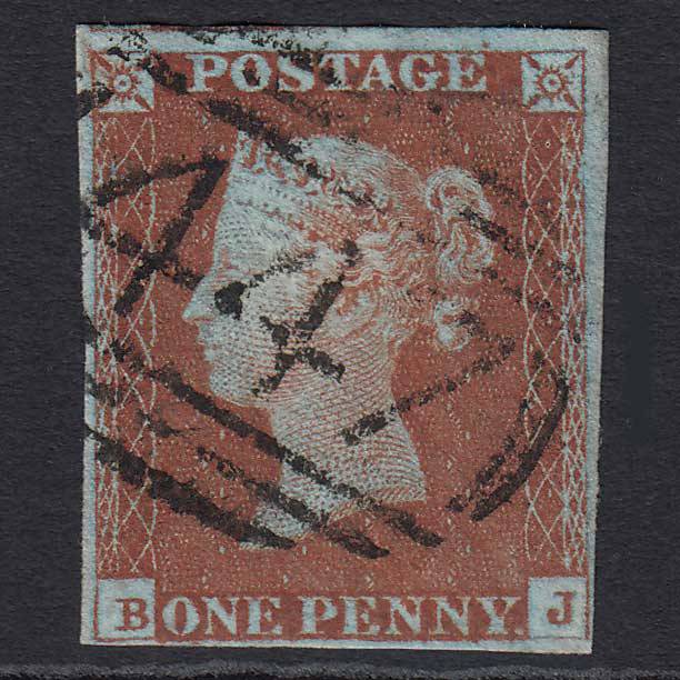 GB QV 1841 1d Red-brown (Plate 55) (SG8) 'BJ' VFU Leeds (447) 4M Imperf