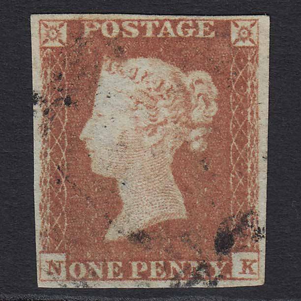 GB QV 1841 1d Red-brown (Plate 86) (SG8) 'NK' VFU 4M Imperf Light Cancel