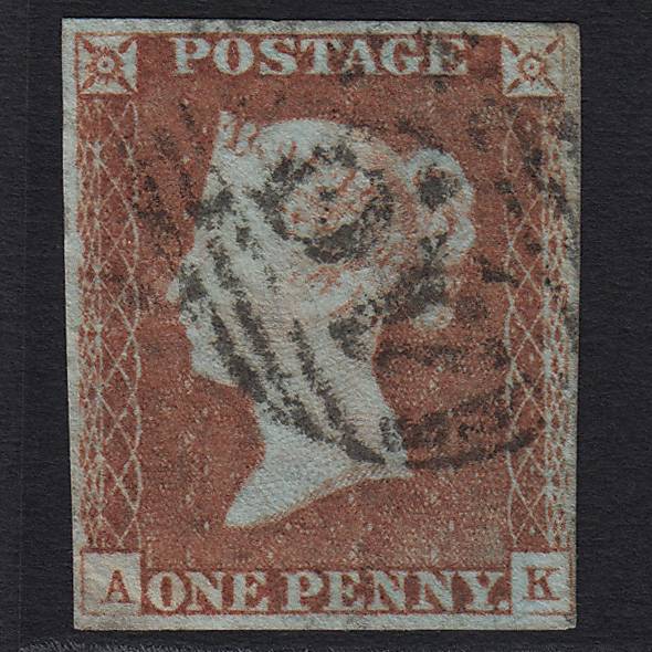 GB QV 1841 1d Red-brown (Plate 72) SG8-B1(1) AK GU 4 Margins