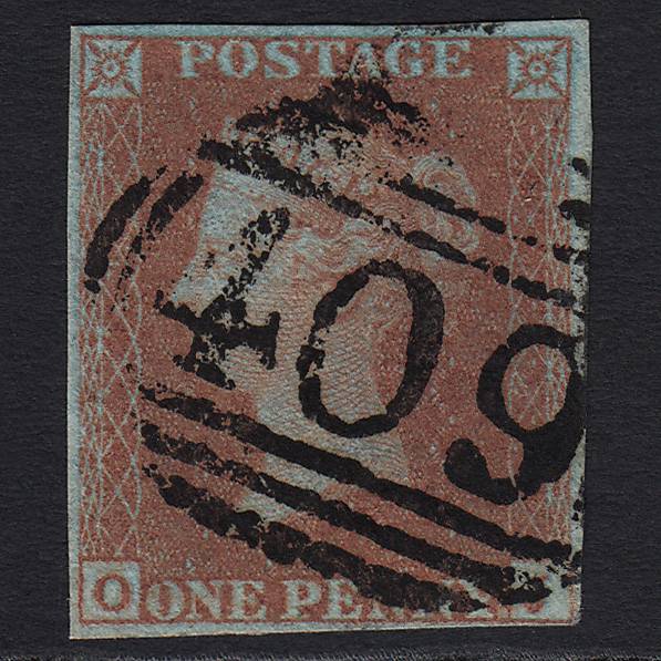 GB QV 1841 1d Very Blued (Plate 141) SG8a-B1(2) 'OJ' VFU Jersey (409) 4M