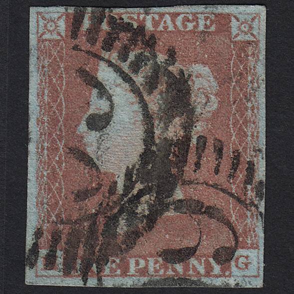 QV 1841 1d Very Blued (Plate 69) SG8a-B1(2) MG GU in London 4M Imperf