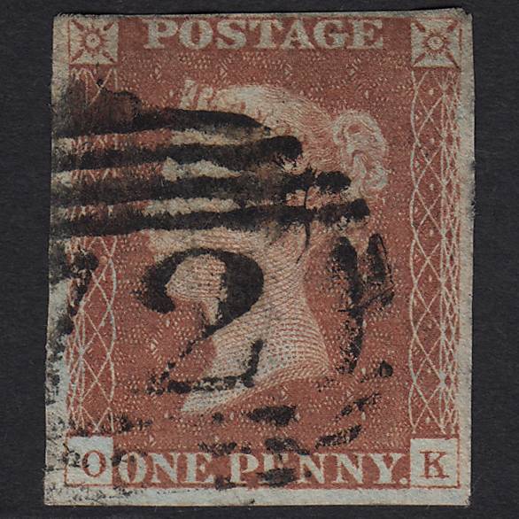 GB QV 1841 1d Red-brown Pl 63 SG8-B1(1) OK GU Billericay 72 nr 4 Margins