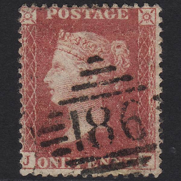 GB QV 1857 1d Rose-red (Plate 44) SG40-C10(1) JF FU Dublin 186