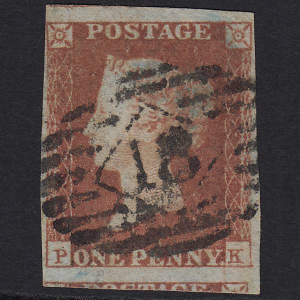 GB QV 1841 1d Red-brown Pl 103 SG8-B1(1) PK GU London IS 18 4 Margins