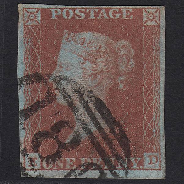 GB QV 1841 1d Very Blued Pl 108 SG8a-B1(2) ED FU Chester 180 4M Imperf