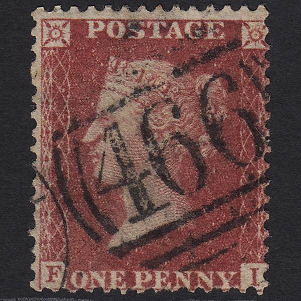 GB QV 1857 1d Deep Rose-red (Plate 41) SG41-C10(4) FI GU Liverpool 466
