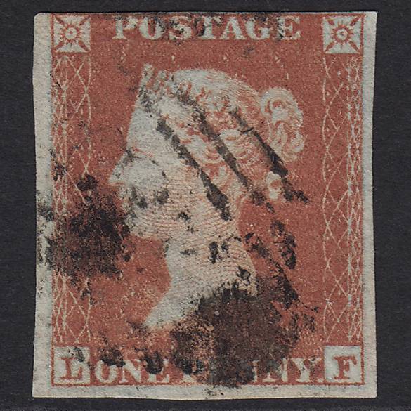 GB QV 1841 1d Red-brown Pl 154 SG8-B2(1) Blue Head LF GU nr 4 Margins