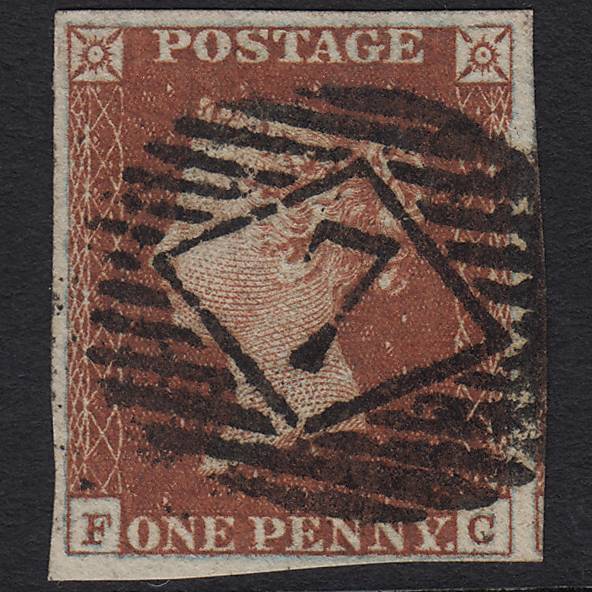 GB QV 1841 1d Red-brown (Plate 48) SG8-B1(1) FC FU 4 Margins London IS 7