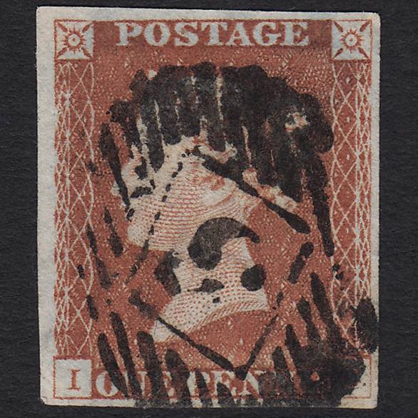 GB QV 1841 1d Red-brown (Plate 58) SG8-B1(1) IC FU 4 Margins London IS 5