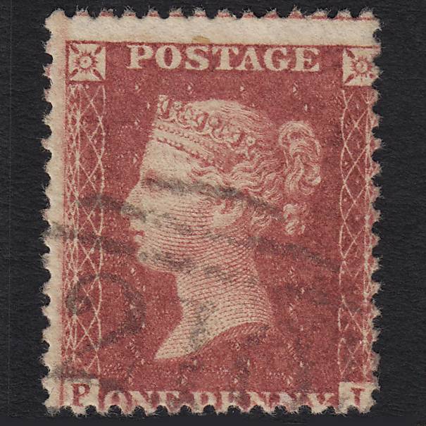 GB QV 1857 1d Rose-red Pl 59 SG40-C10(1) PI FU Colchester 210 Misperf