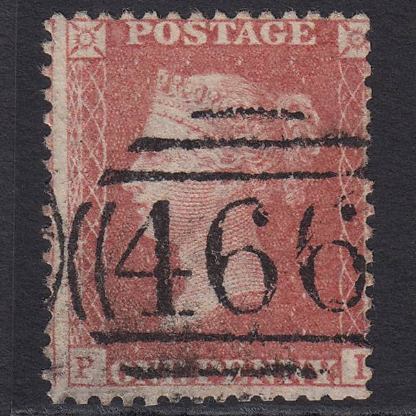GB QV 1857 1d Rose-red (Plate 48) SG40-C10(1) PI GU Liverpool 466 Misperf