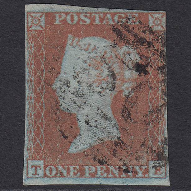 GB QV 1841 1d Very Blued (Plate 112) SG8a-B1(2) TE GU Missing Imprimatur