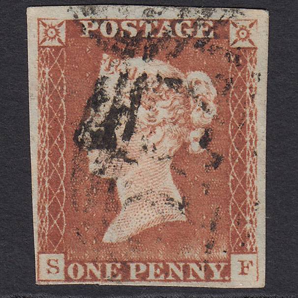 GB QV 1841 1d Pale Red-brown (Plate 58) SG9-B1(3) SF FU 4 Margins