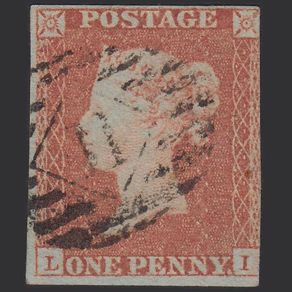 GB QV 1841 1d Red-brown (Plate 94) SG8-B1(1) LI FU 3 Margins London IS 11