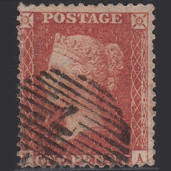 GB QV 1857 1d Rose-red (Plate 56) SG40-C10(1) FA GU London D&S Cancel