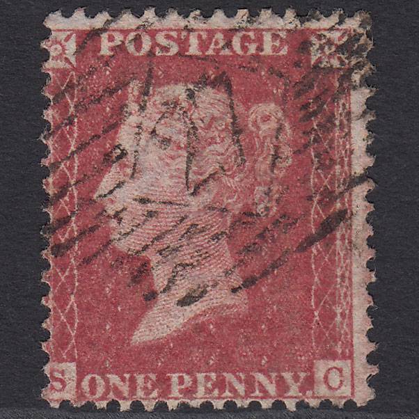 GB QV 1857 1d Rose-red (Plate 63) SG40-C10(1) SC FU London IS 27