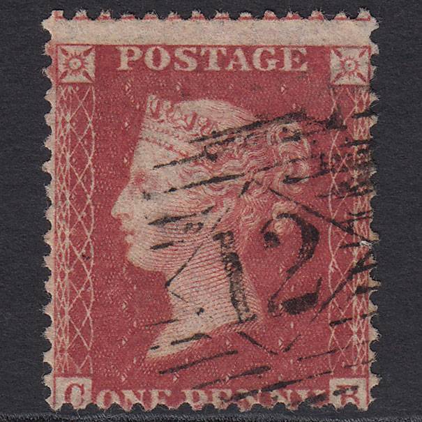 GB QV 1857 1d Rose-red (Plate 42) SG40-C10(1) CB FU London IS 12 Misperf