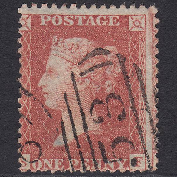 GB QV 1857 1d Pale Red (Plate 44) SGC8(9) SF FU Bath 53 Misperf